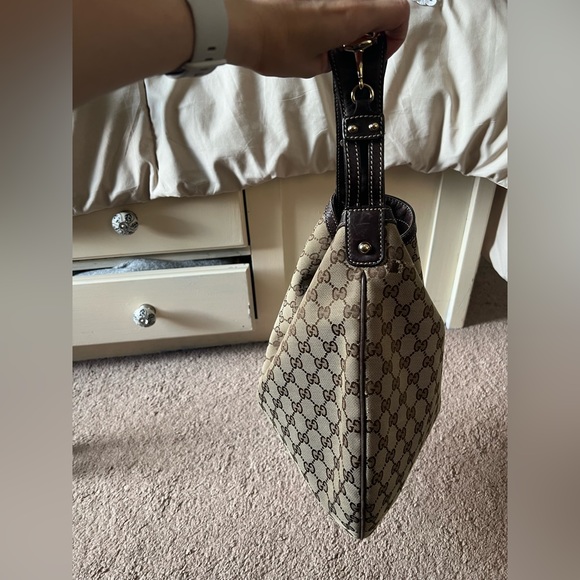 Authentic GG Canvas Horsebit Catena Hobo Bag Beige/Brown Leather 170014 - Picture 9 of 11